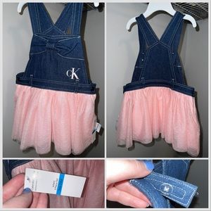 Nwt! Calvin Klein 24m girls denim and tulle dress